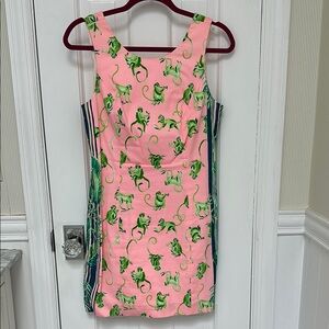 EUC Lilly Pulitzer Mila Shift coral reef monkey business size 4 and silk scarf